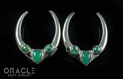 1-1/4" (32mm) White Brass Saddles with Chrysoprase and Natural Turquoise