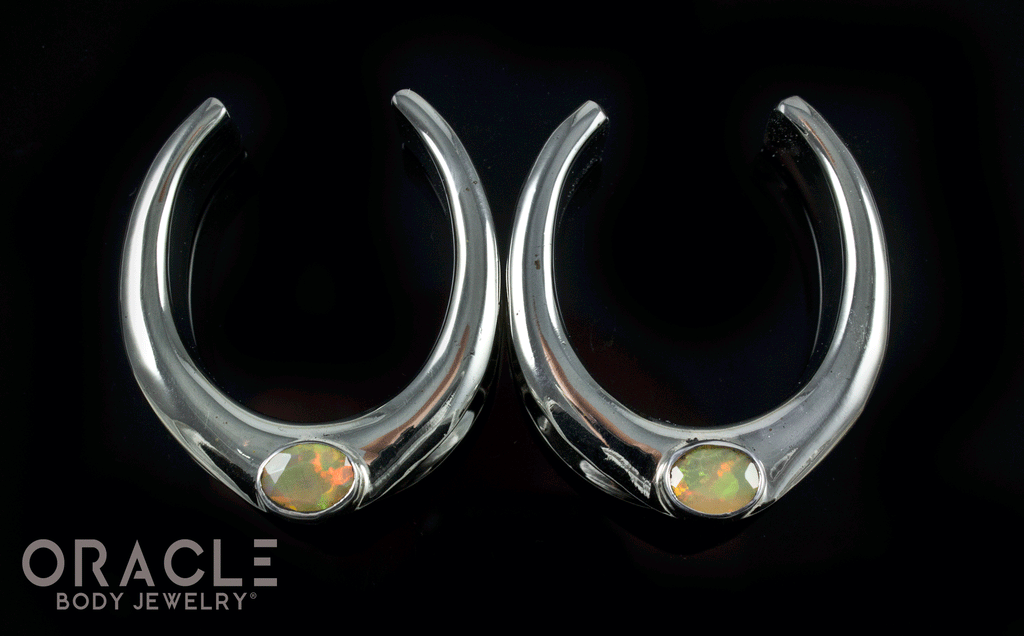 1-1/4" (32mm) White Brass Saddles with Faceted Ethiopian Opals