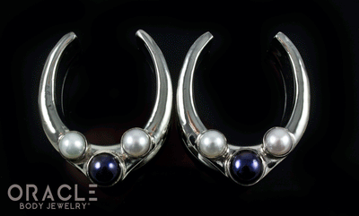 1-1/4" (32mm) White Brass Saddles with Black and White Pearls