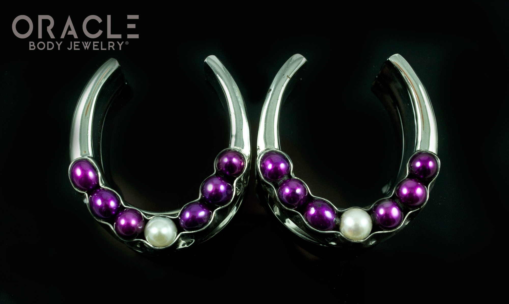 1-1/4" (32mm) White Brass Saddles with Purple and White Pearls