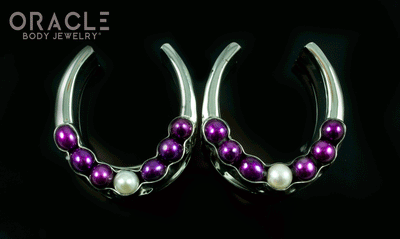 1-1/4" (32mm) White Brass Saddles with Purple and White Pearls