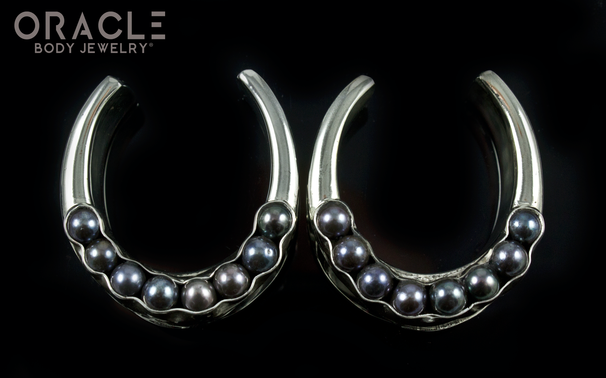 1-1/4" (32mm) White Brass Saddles with Black Pearls