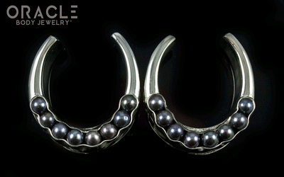 1-1/4" (32mm) White Brass Saddles with Black Pearls