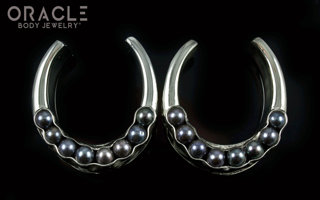 1-1/4" (32mm) White Brass Saddles with Black Pearls