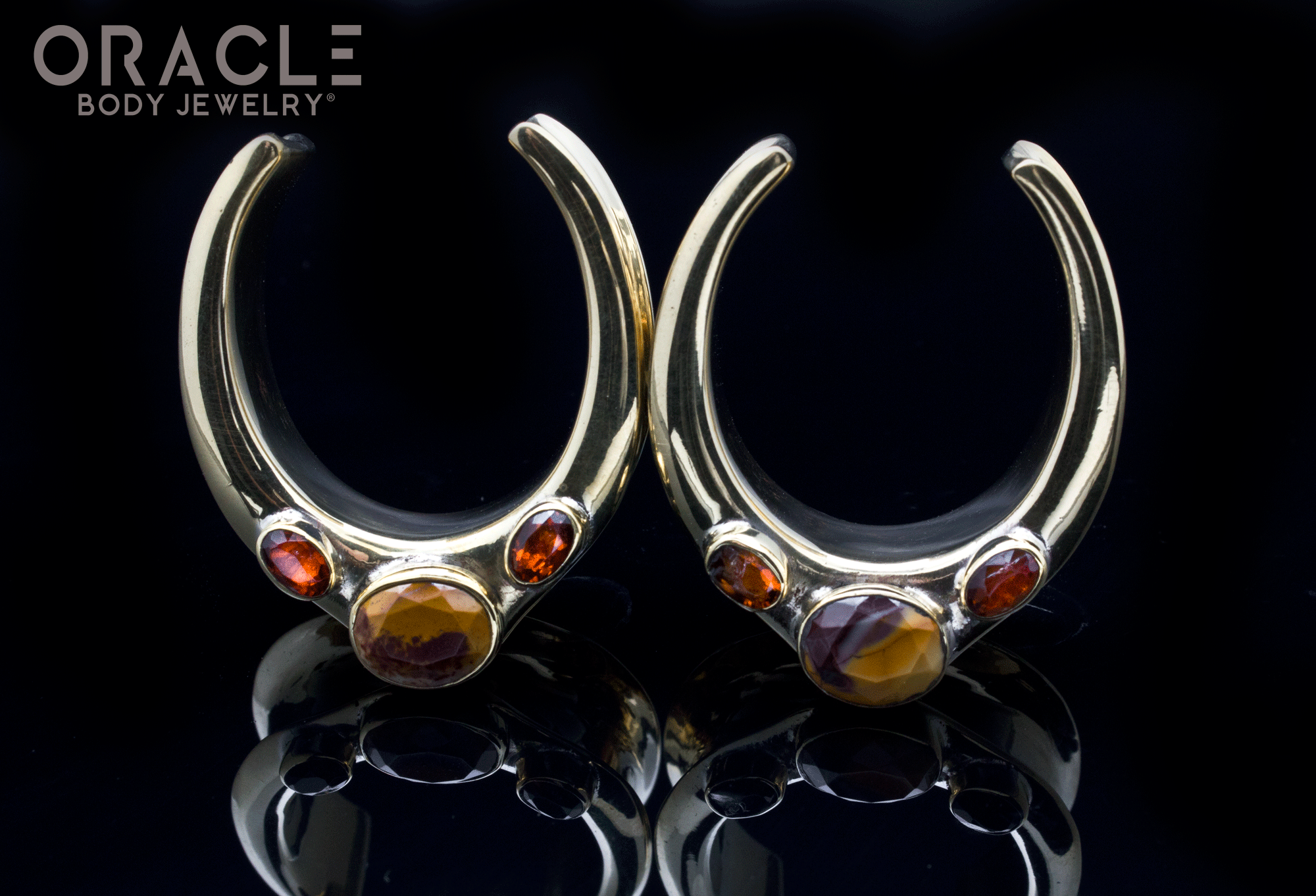 1-1/4" (32mm) Brass Saddles with Faceted Mookaite and Citrine