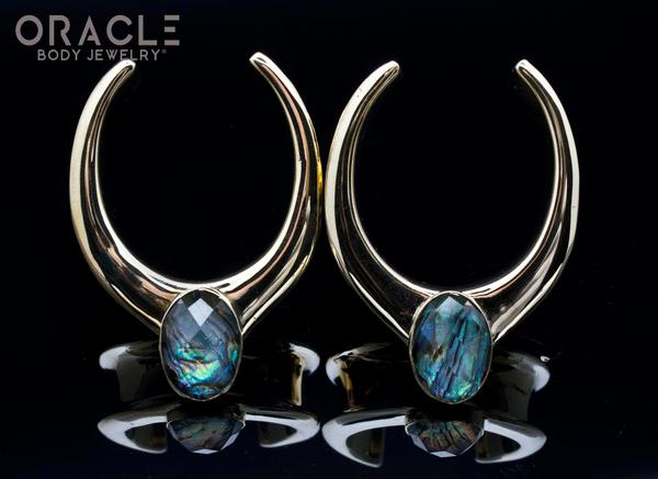 1-1/4" (32mm) Brass Saddles with Faceted Abalone