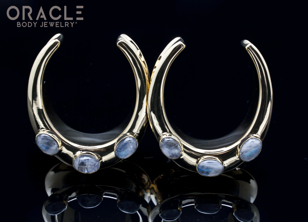 1-1/4" (32mm) Brass Saddles with Moonstone