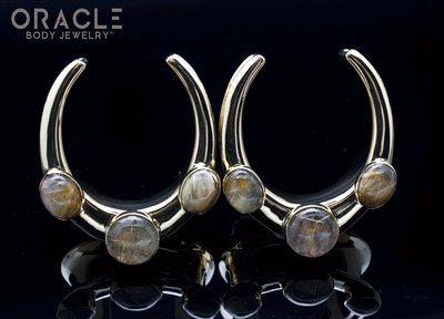 1-1/4" (32mm) Brass Saddles with Rutilated Quartz