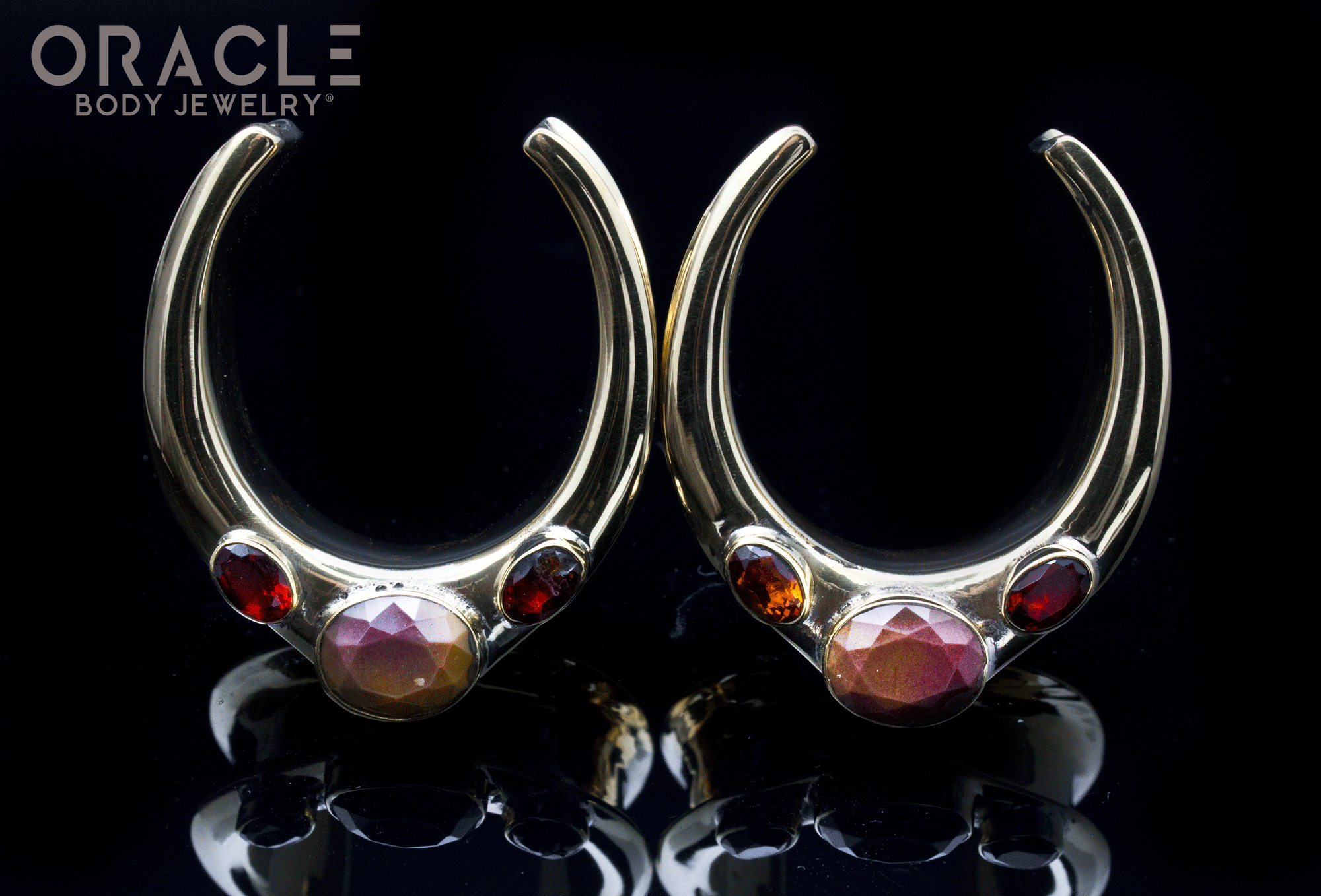1-1/4" (32mm) Brass Saddles with Faceted Mookaite and Citrine