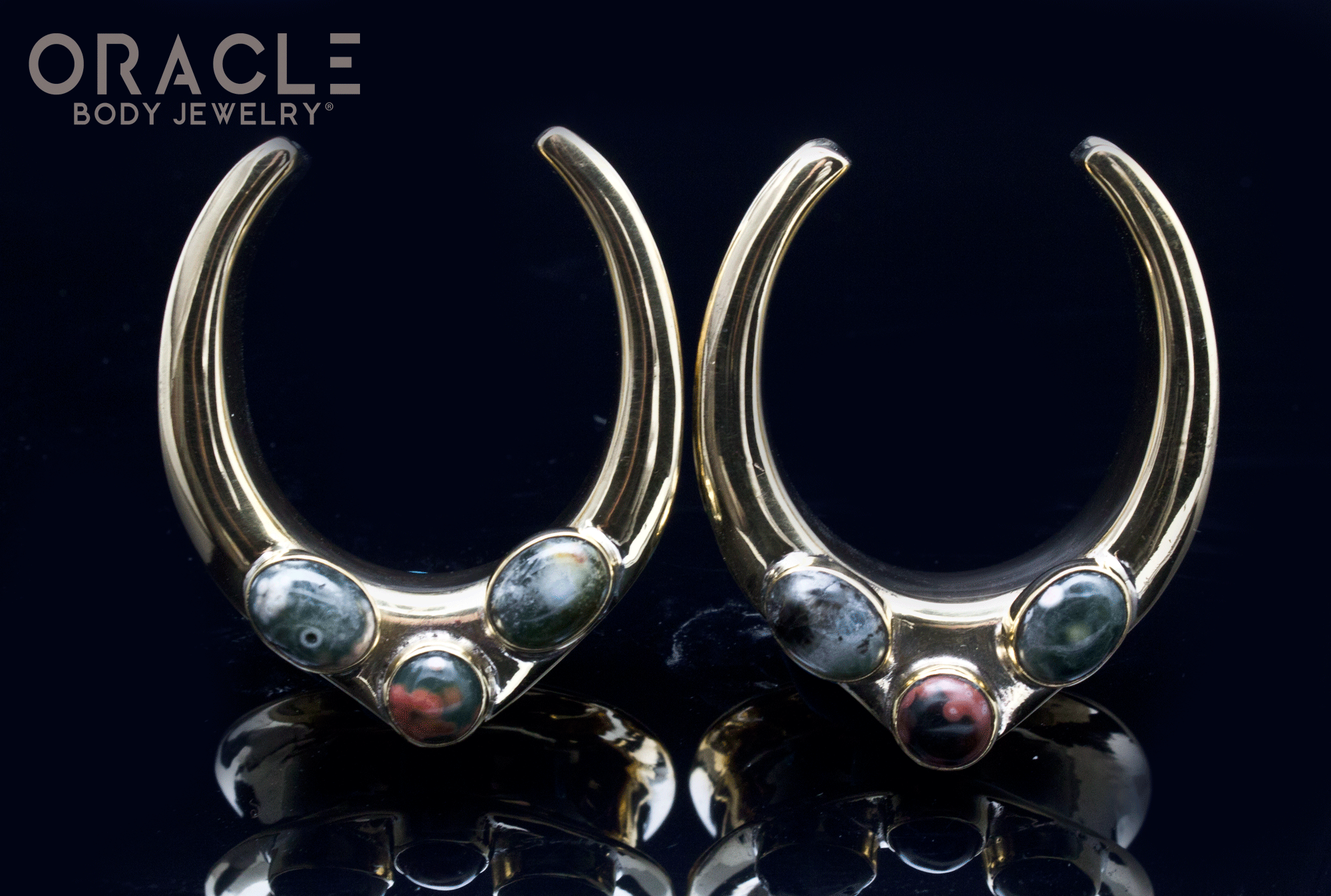1-1/4" (32mm) Brass Saddles with Ocean Jasper