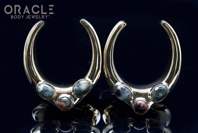 1-1/4" (32mm) Brass Saddles with Ocean Jasper