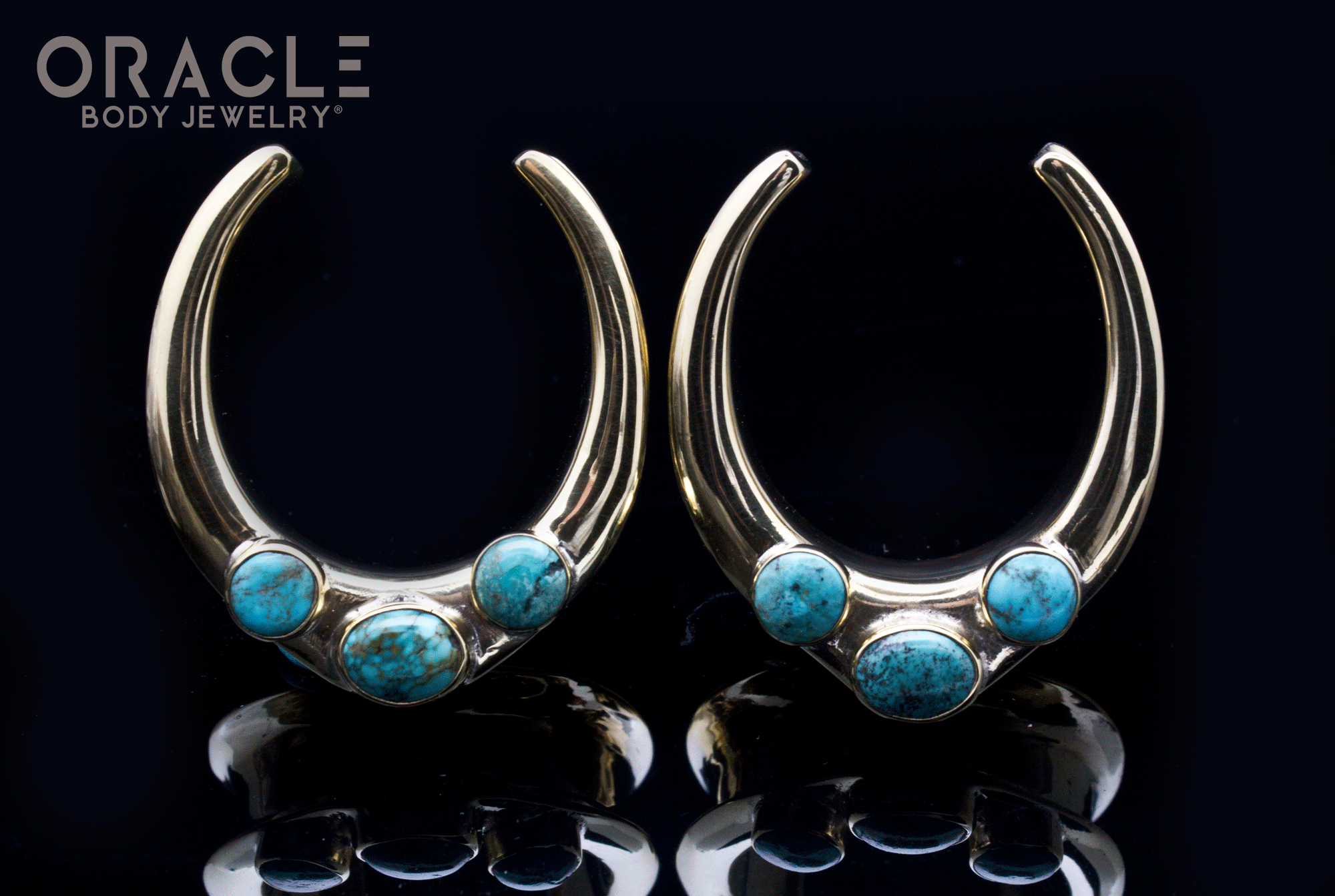 1-1/4" (32mm) Brass Saddles with Natural Turquoise