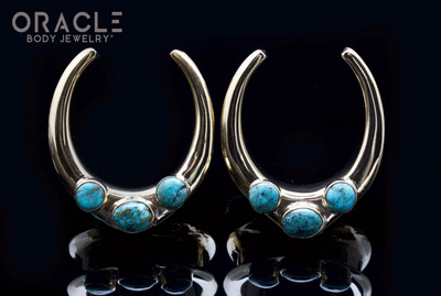 1-1/4" (32mm) Brass Saddles with Natural Turquoise