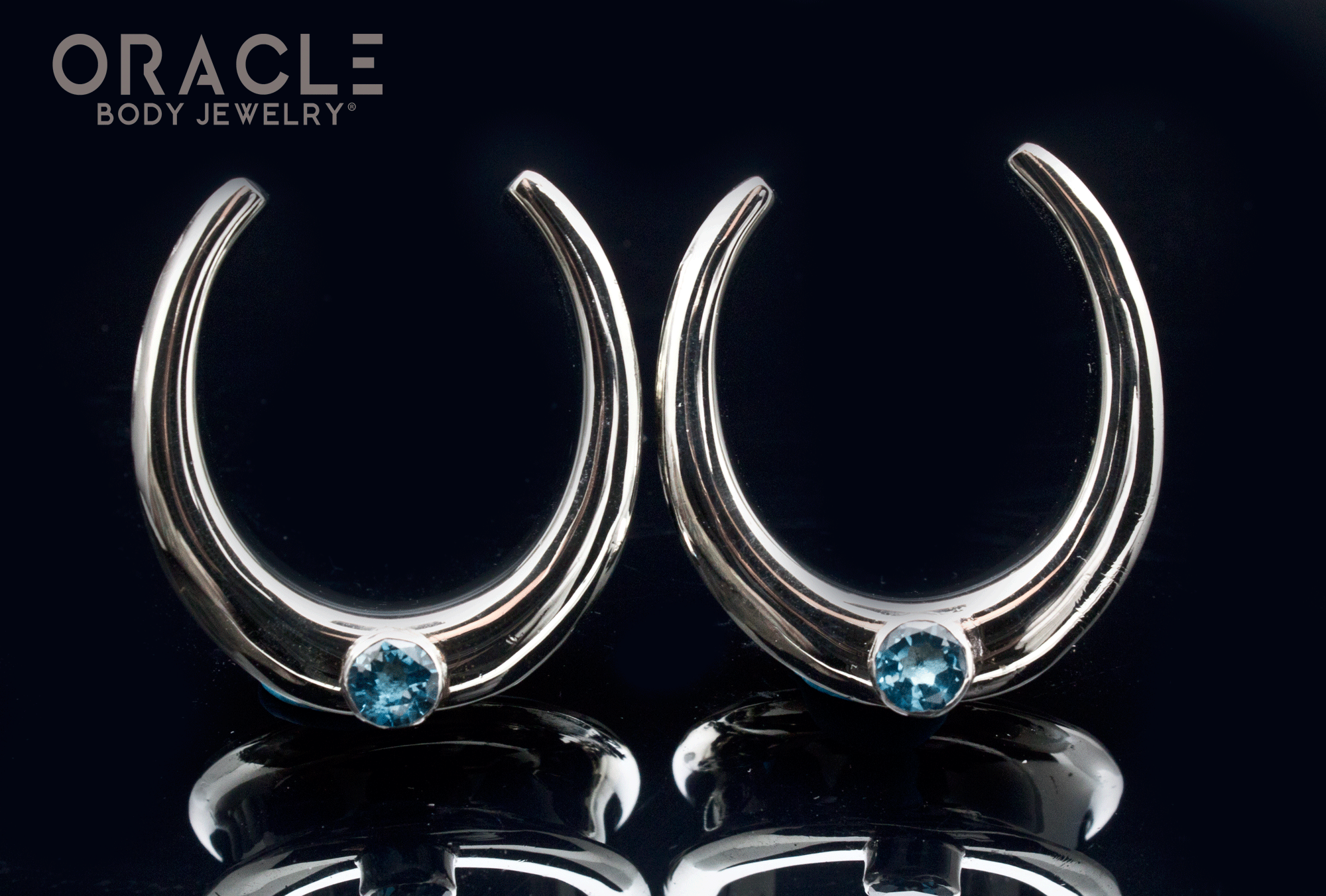 1-1/4" (32mm) White Brass Saddles with Swiss Topaz