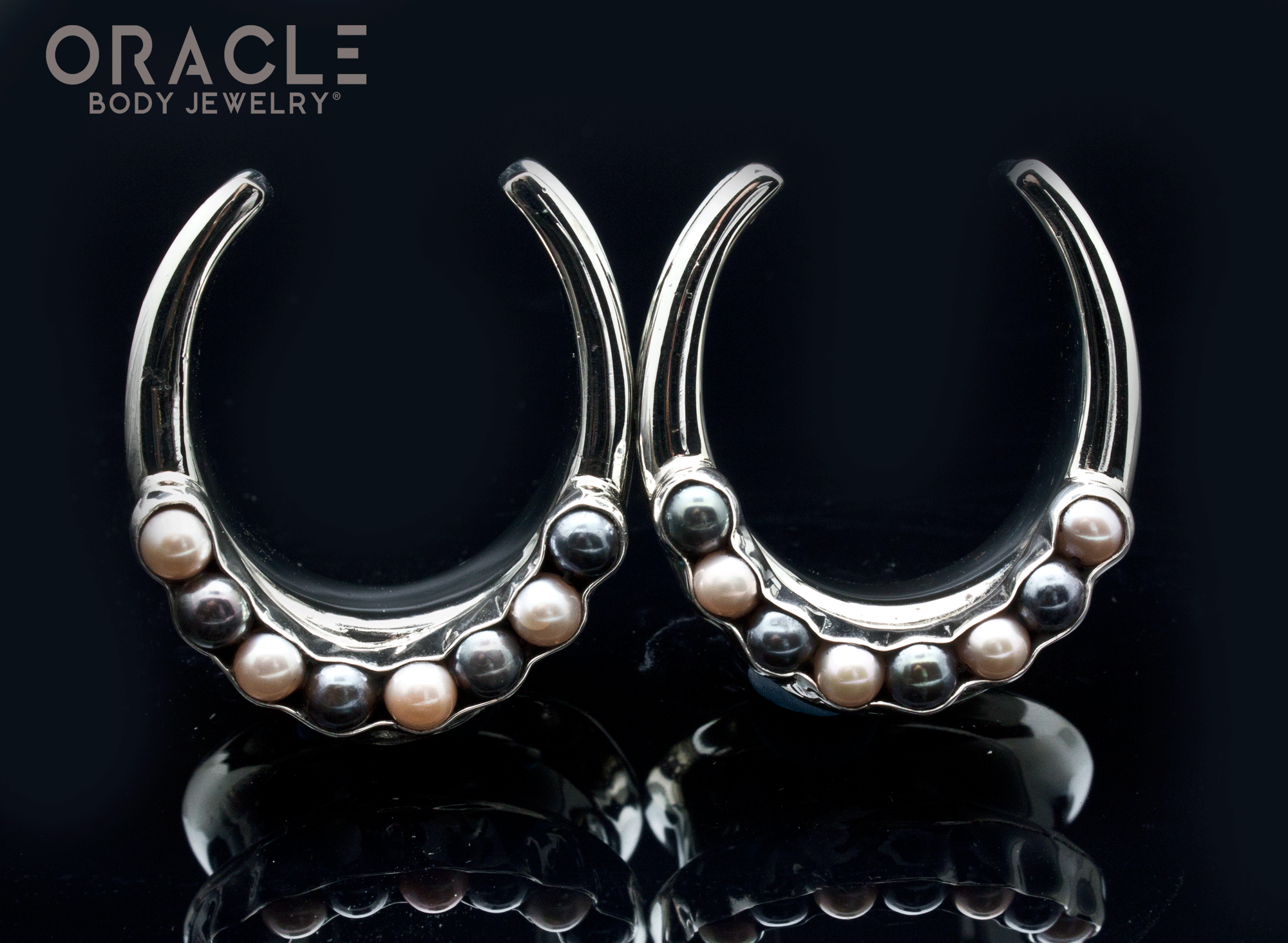 1-1/4" (32mm) White Brass Saddles with Black and White Pearls