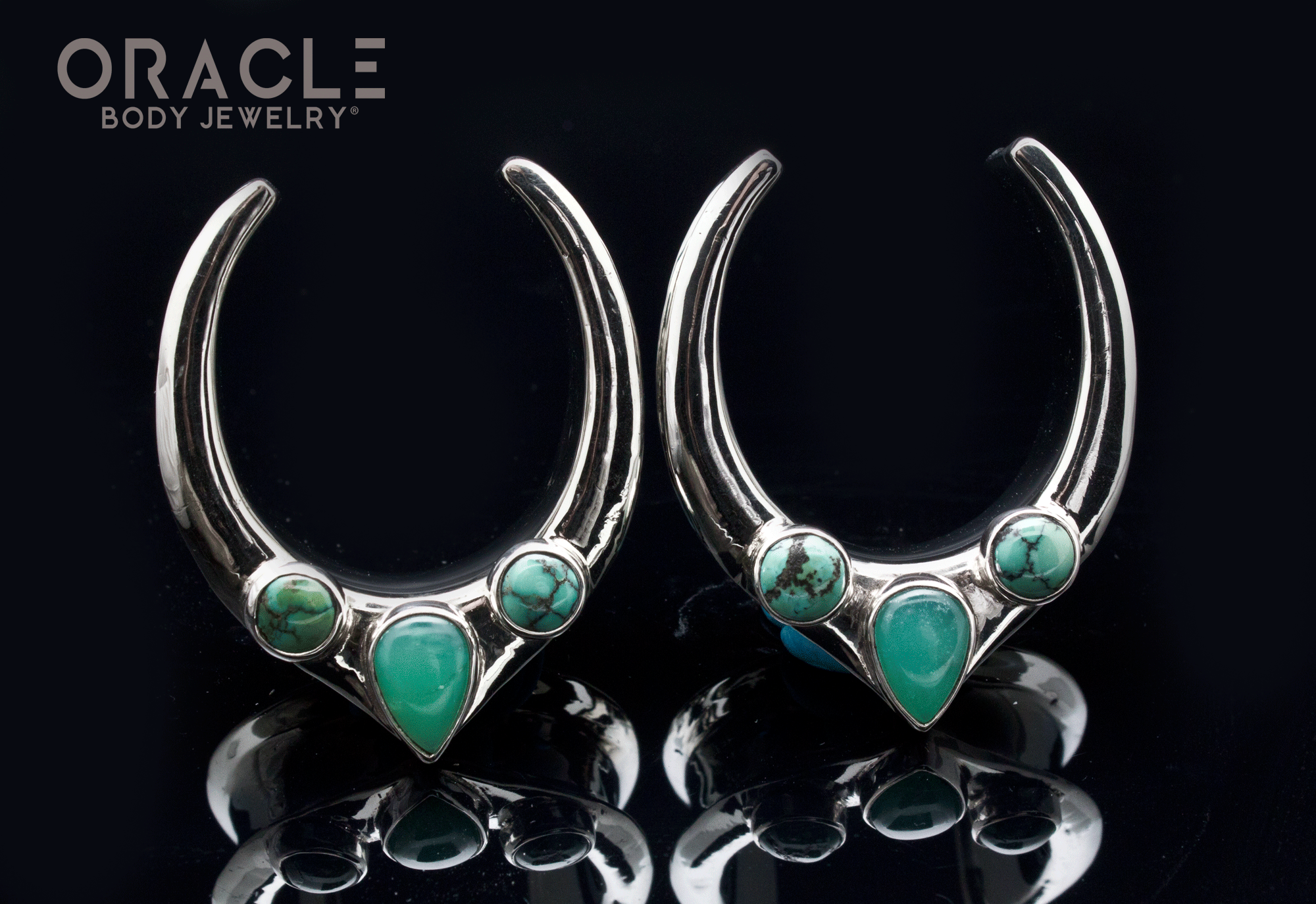 1-1/4" (32mm) White Brass Saddles with Chrysoprase and Natural Turquoise