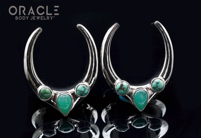 1-1/4" (32mm) White Brass Saddles with Chrysoprase and Natural Turquoise