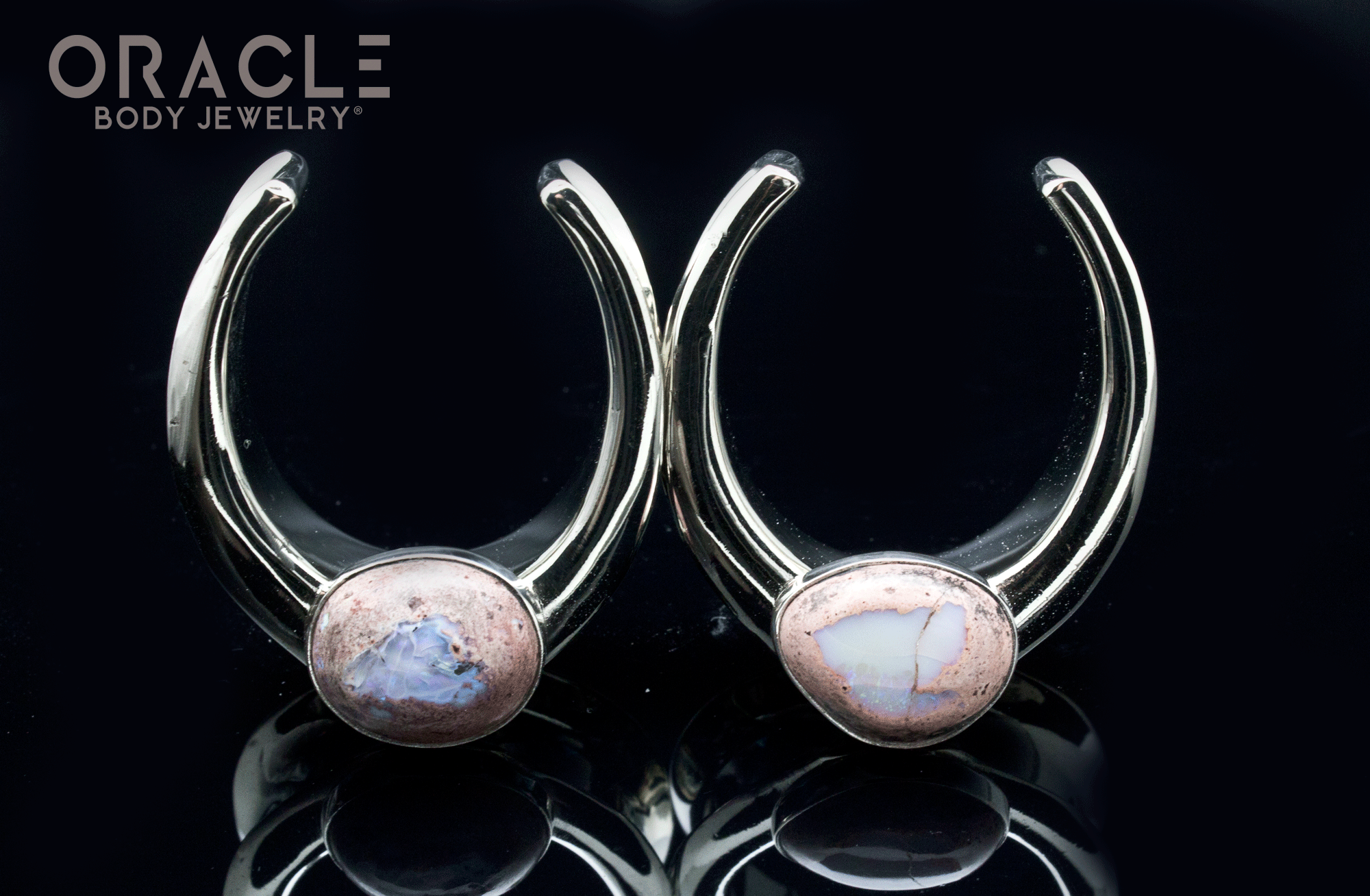 1-1/4" (32mm) White Brass Saddles with Large Matrix Opals