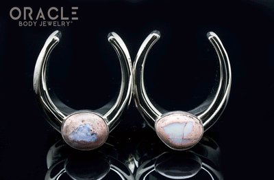 1-1/4" (32mm) White Brass Saddles with Large Matrix Opals