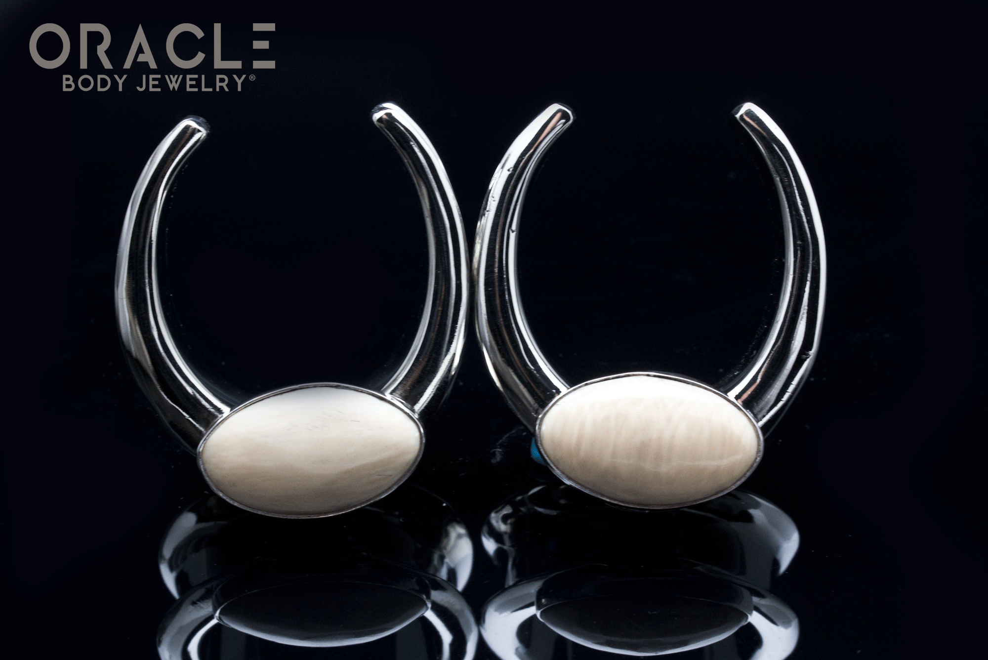 1-1/4" (32mm) White Brass Saddles with Fossilized Mammoth Ivory