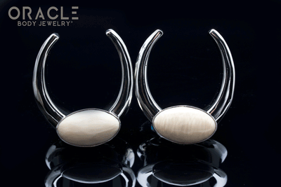 1-1/4" (32mm) White Brass Saddles with Fossilized Mammoth Ivory
