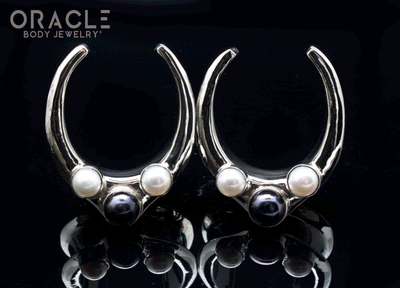 1-1/4" (32mm) White Brass Saddles with Black and White Pearls