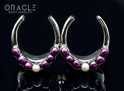 1-1/4" (32mm) White Brass Saddles with Purple and White Pearls