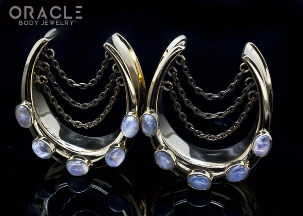 1-1/2" (38mm) Brass Saddles with Chains and Moonstone