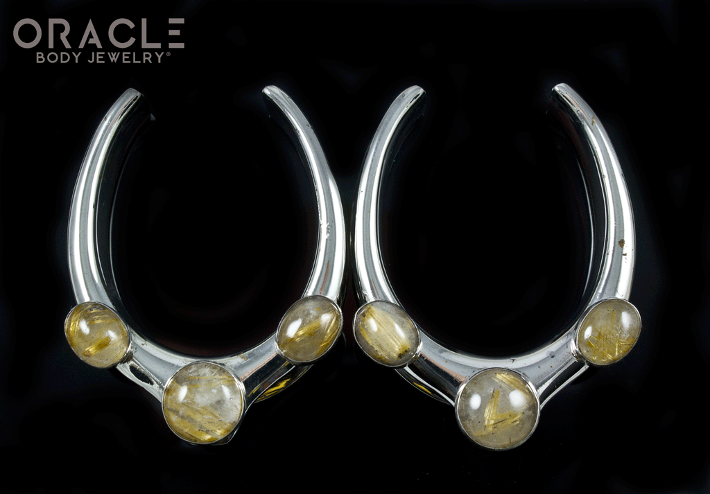 1-1/2" (38mm) White Brass Saddles with Rutilated Quartz