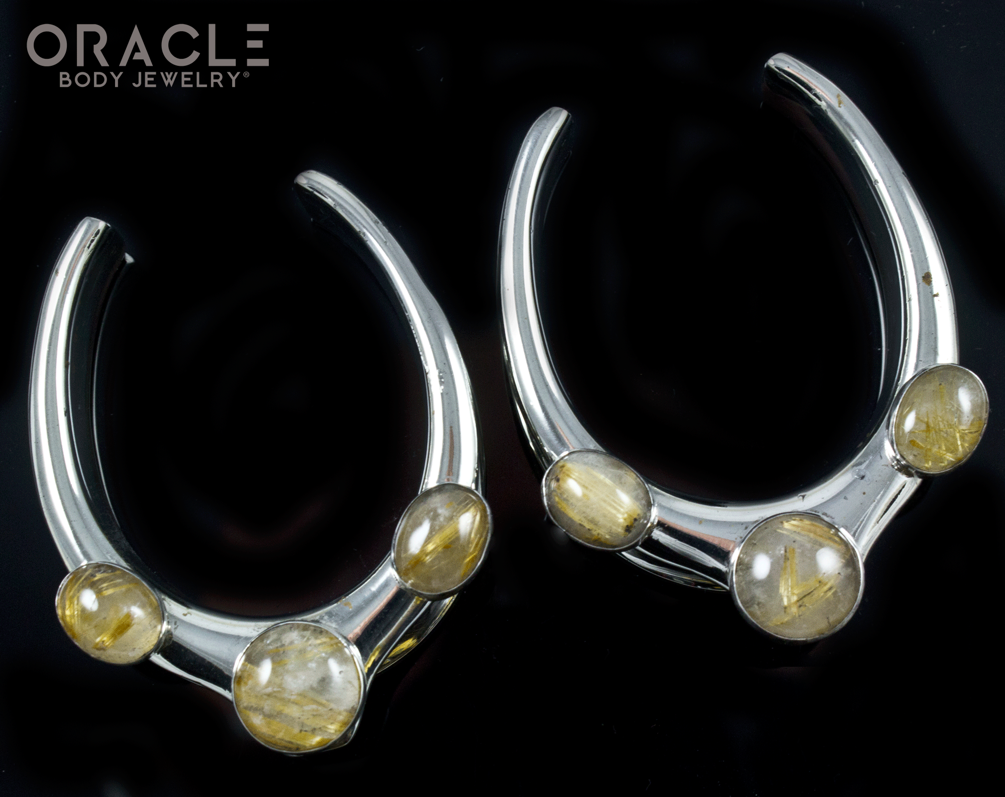 1-1/2" (38mm) White Brass Saddles with Rutilated Quartz