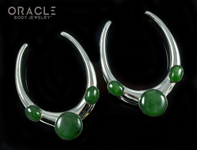 1-1/2" (38mm) White Brass Saddles with Nephrite Jade