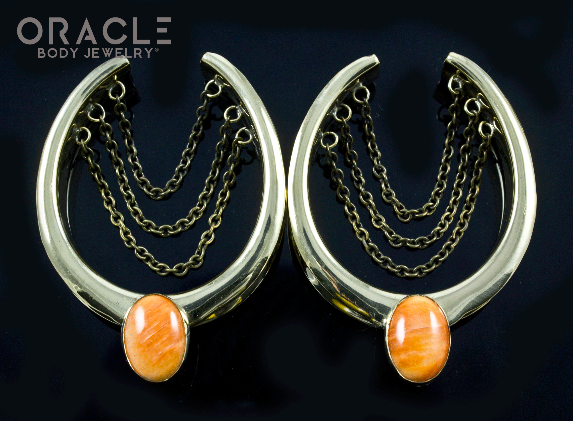 1-5/8" (41mm) Brass Saddles with Chains and Spiny Oyster