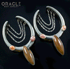 1-5/8" (41mm) White Brass Saddles with Chains and Fossil Mammoth Ivory and Spiny Oyster Shell