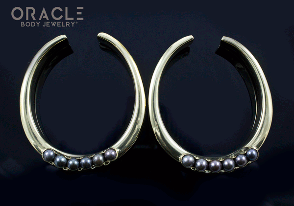 2" Brass Saddles with Channel Set black Pearls