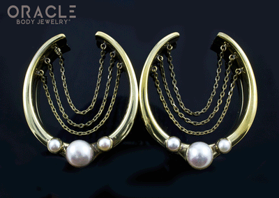 2" (51mm) Brass Saddles with Chains and Pearls