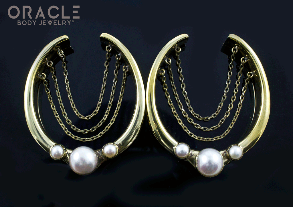 2" (51mm) Brass Saddles with Chains and Pearls
