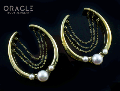 2" (51mm) Brass Saddles with Chains and Pearls