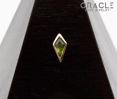 14k Yellow Gold Moss Agate Drift Threadless End