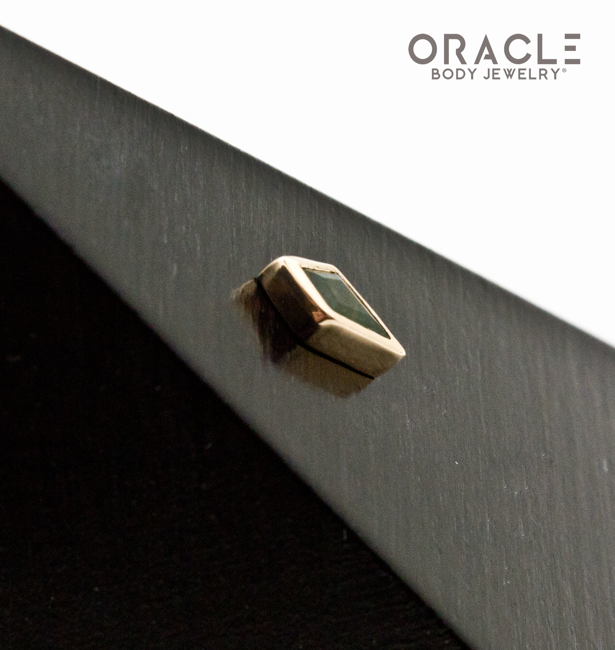 14k Yellow Gold Moss Agate Drift Threadless End