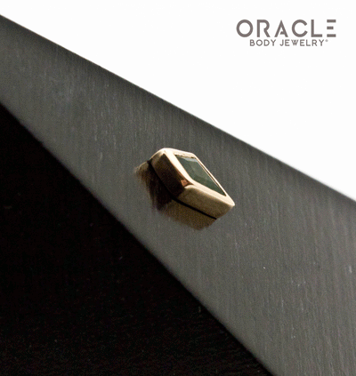 14k Yellow Gold Moss Agate Drift Threadless End