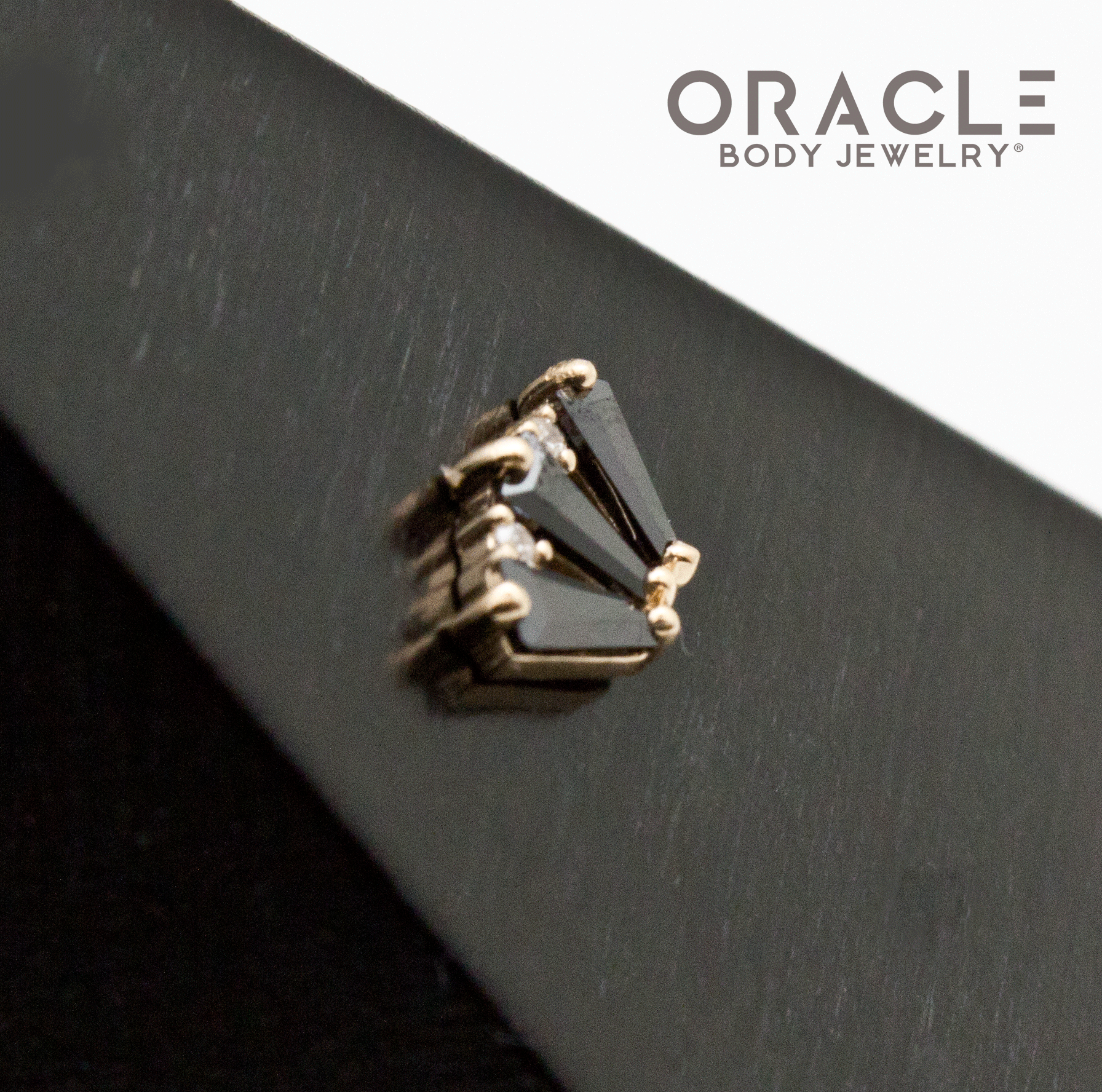 14k Yellow Gold Triple Crown Black and White CZ Threadless End