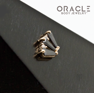14k Yellow Gold Triple Crown Black and White CZ Threadless End