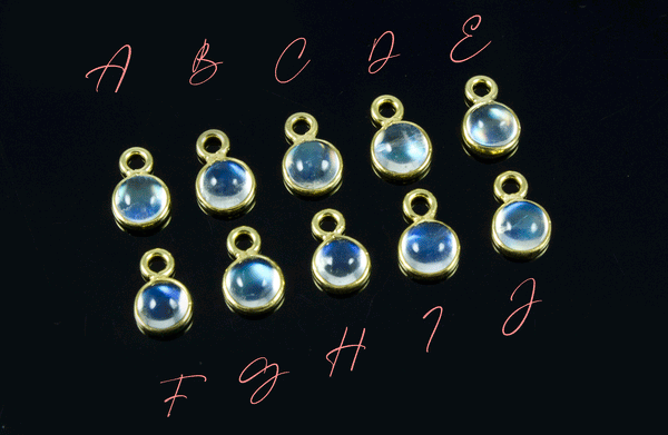 18k Yellow Gold Moonstone Charms