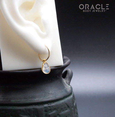 18k Yellow Gold Moonstone Rose Cut Charms