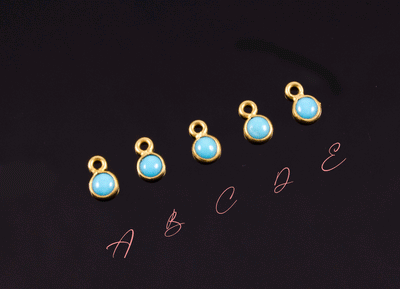 18k Yellow Gold Natural Turquoise Charms