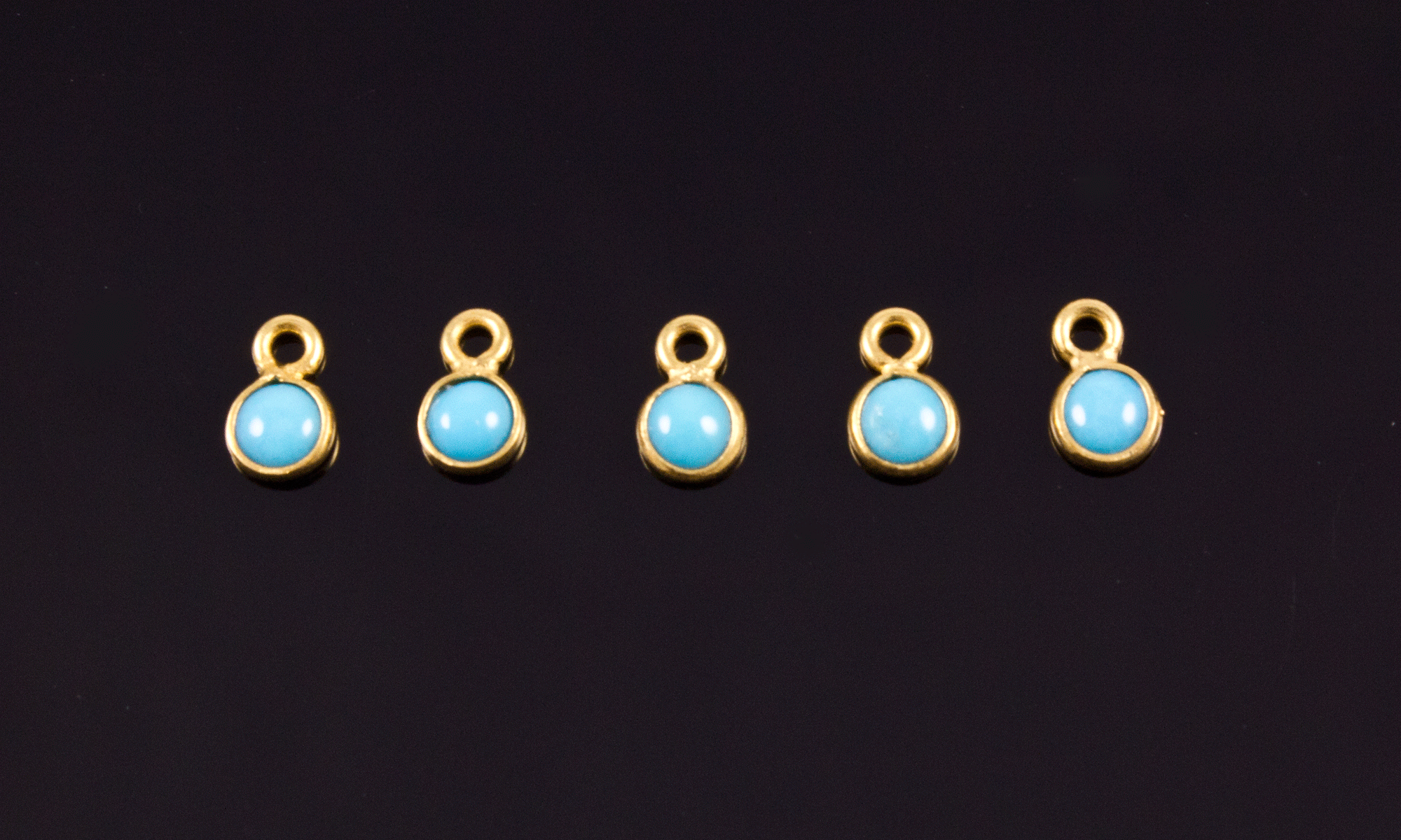 18k Yellow Gold Natural Turquoise Charms