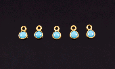 18k Yellow Gold Natural Turquoise Charms