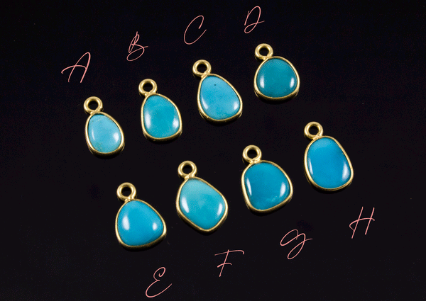 18k Yellow Gold Natural Turquoise Charms