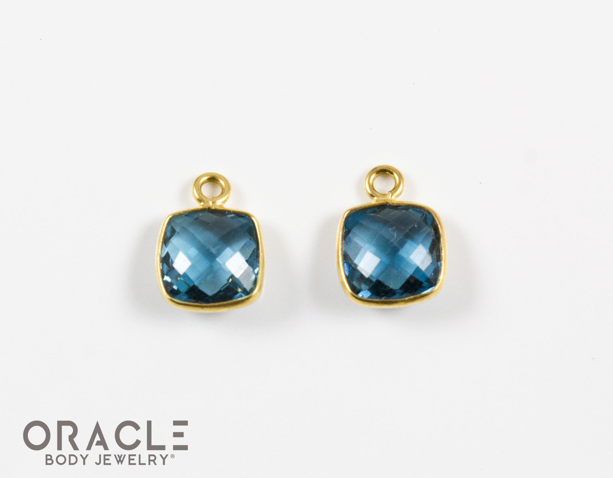 18k Yellow Gold Faceted London Blue Topaz Charms