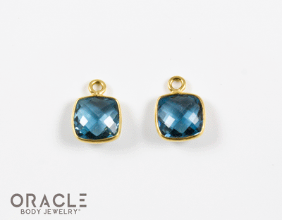 18k Yellow Gold Faceted London Blue Topaz Charms